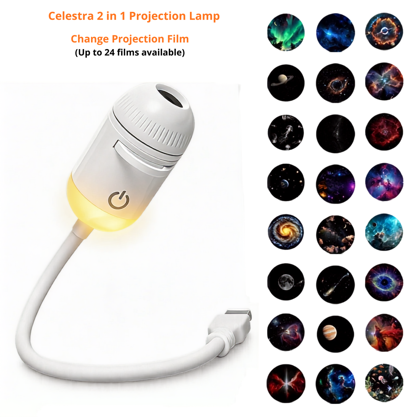 Celestra™ 2 in 1 Galaxy Projection Lamp
