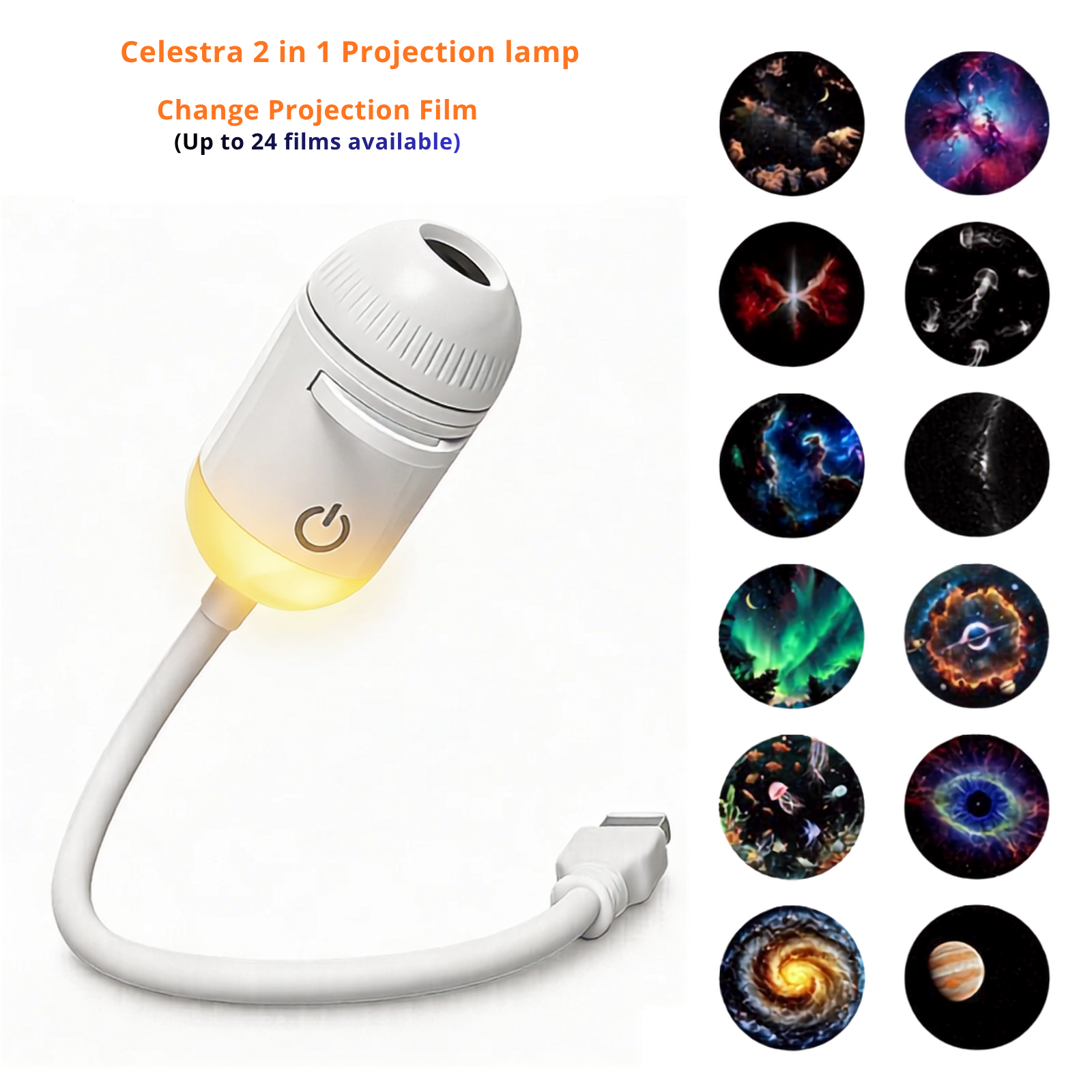 Celestra™ 2 in 1 Galaxy Projection Lamp